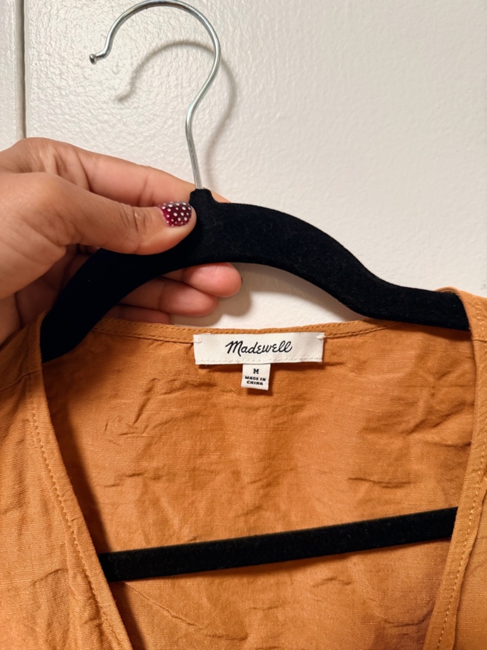 Madewell Rust Tie-Front V-Neck Blouse - Picture 3 of 3